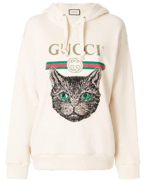 gucci hoodie black cat sequin|gucci sweatpants for men.